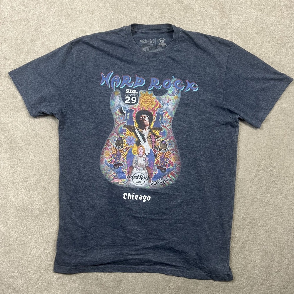 Hard Rock Cafe T-Shirt Mens XL Heather Charcoal Jimi Hendrix Signature Series 29